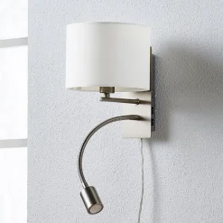 Lindby væglampe Florens, nikkel, LED-læselampe, 23,5 cm