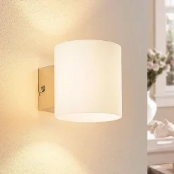 Lindby væglampe Gerrit, hvid, glas, 10 cm høj, op/ned, G9