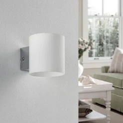 Lindby væglampe Gerrit, hvid, glas, 10 cm høj, op/ned, G9