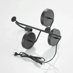 Lindby væglampe Hanjo, højde 50 cm, sort, metal