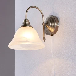 Lindby væglampe Hanna, 18 m, antik messing, metal, glas