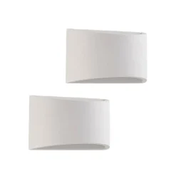 Lindby væglampe Heiko, 20 cm, sæt med 2, op/ned, gips, hvid