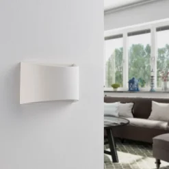 Lindby væglampe Heiko, sæt af 3, op/ned, gips, hvid