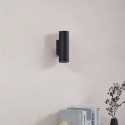 Lindby væglampe Joffrey, 18 cm, sort, op/ned, GU10