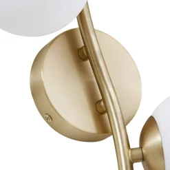 Lindby væglampe Josiana, opal/messing, 48 cm, kugle, glas