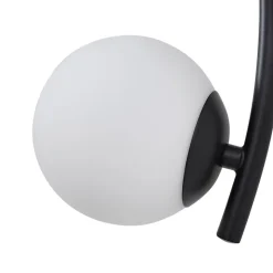 Lindby væglampe Josiana, opal/sort, 48 cm, kugle, glas