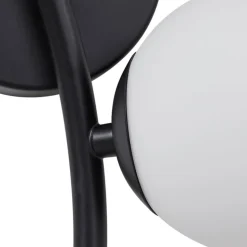 Lindby væglampe Josiana, opal/sort, 48 cm, kugle, glas