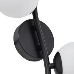 Lindby væglampe Josiana, opal/sort, 48 cm, kugle, glas