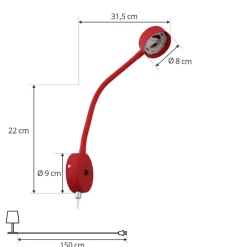 Lindby væglampe Jyla rød/sort linse 3.000 K GX53 fleksibel arm