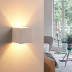 Lindby væglampe Kay, hvid, gips, sæt af 2