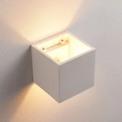 Lindby væglampe Kay, hvid, gips, sæt af 2