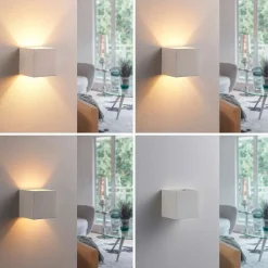 Lindby væglampe Kay, hvid, gips, sæt af 2