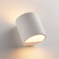 Lindby væglampe Krista, hvid, gips, op/ned, kan males, G9