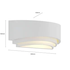 Lindby væglampe Lucien, hvid, gips, kan males, op/ned, E14