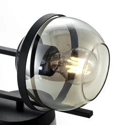 Lindby væglampe Marinka, højde 20 cm, sort, røgfarvet glas