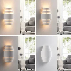 Lindby væglampe Marit, højde 30 cm, hvid, gips, E14