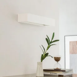 Lindby væglampe Matteo, hvid, gips, 36 cm, E14, kan males