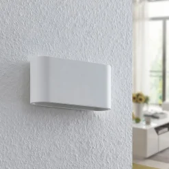 Lindby væglampe Mavora, afrundet, 25 cm, hvid, gips, G9