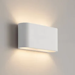 Lindby væglampe Mavora, afrundet, 25 cm, hvid, gips, G9