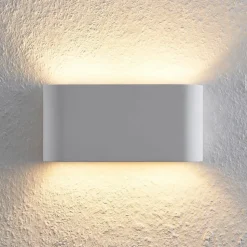 Lindby væglampe Mavora, afrundet, 25 cm, hvid, gips, G9