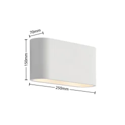 Lindby væglampe Mavora, afrundet, 25 cm, hvid, gips, G9