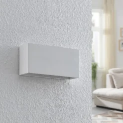 Lindby væglampe Mavora, kantet, 25 cm, hvid, gips, G9