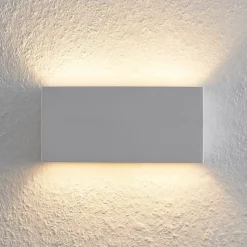 Lindby væglampe Mavora, kantet, 25 cm, hvid, gips, G9