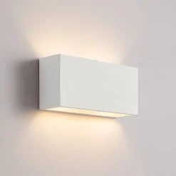 Lindby væglampe Mavora, kantet, 25 cm, hvid, gips, G9