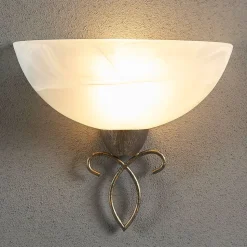 Lindby væglampe Mohija, 25 cm, sort/guld, glas, E27
