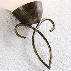 Lindby væglampe Mohija, 25 cm, sort/guld, glas, E27