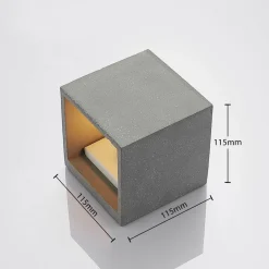 Lindby væglampe Nellie, grå, beton, 11,5 cm bred