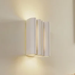 Lindby væglampe Novali, hvid, gips, op/ned, 26 cm, G9