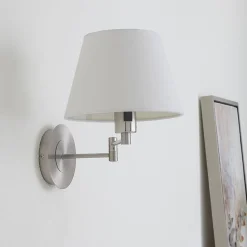 Lindby væglampe Pola, 30 cm, nikkel, udtrækkelig, tekstil