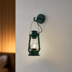 Lindby væglampe Raisa, grøn, metal, lygte, E14