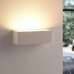 Lindby væglampe Santino, 22 cm, gips, G9, kan males