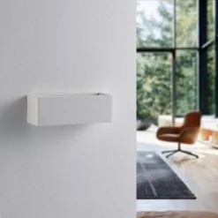 Lindby væglampe Santino, 22 cm, gips, G9, kan males