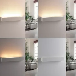 Lindby væglampe Santino, 51 cm, gips, G9, kan males