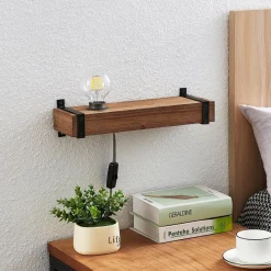 Lindby væglampe Sverina, 40 cm, træ, stik, E27