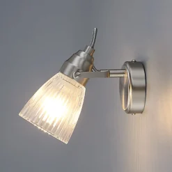 Lindby væglampe til badeværelset Kara, 21 cm høj, glas, IP44, G9