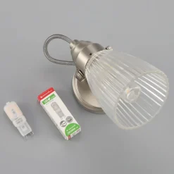 Lindby væglampe til badeværelset Kara, 21 cm høj, glas, IP44, G9