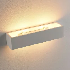 Lindby væglampe Tjada, 35 cm, hvid, gips, G9, kan males