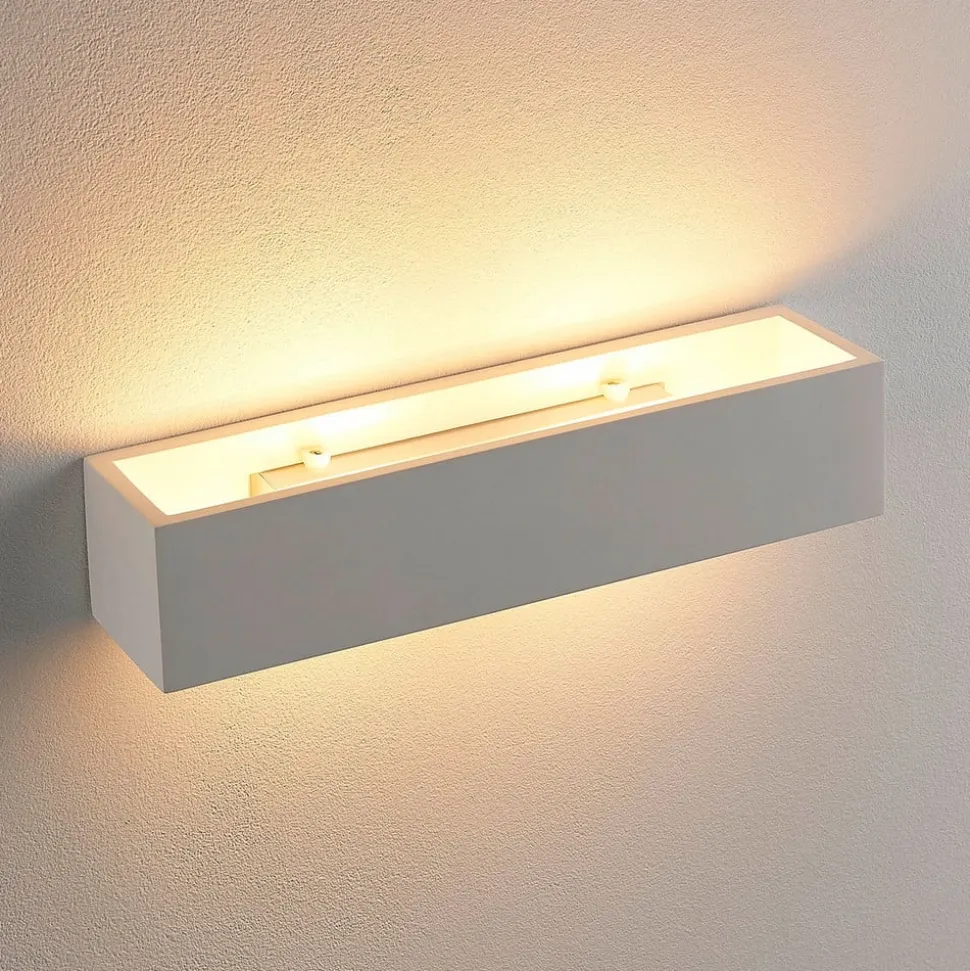 Lindby væglampe Tjada, 35 cm, hvid, gips, G9, kan males