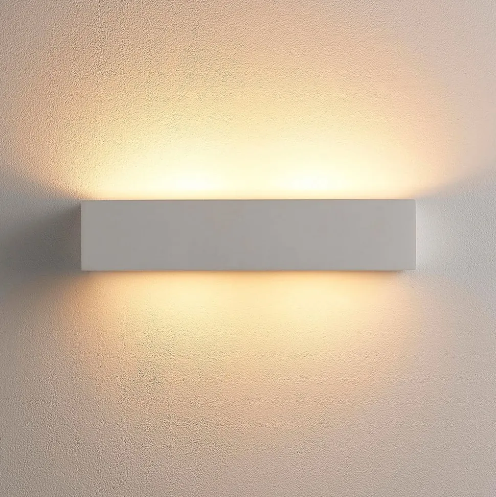 Lindby væglampe Tjada, 35 cm, hvid, gips, G9, kan males