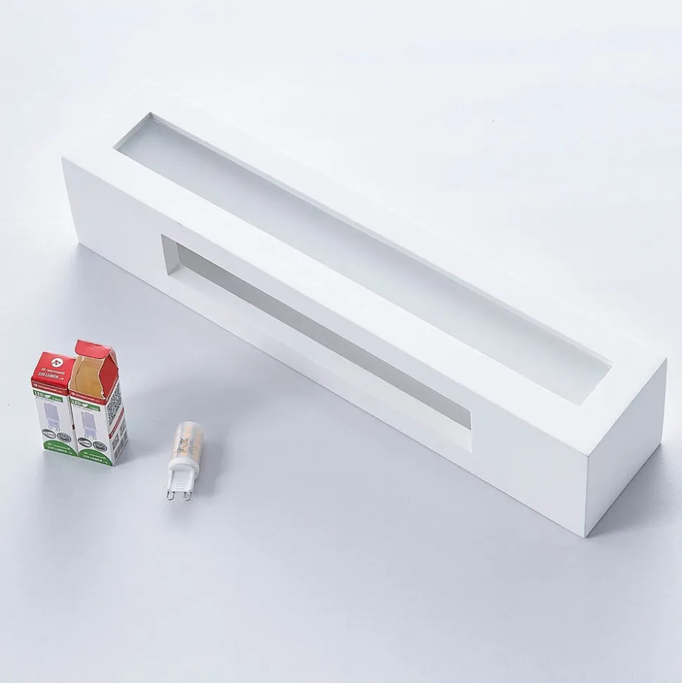 Lindby væglampe Tjada, 35 cm, hvid, gips, G9, kan males