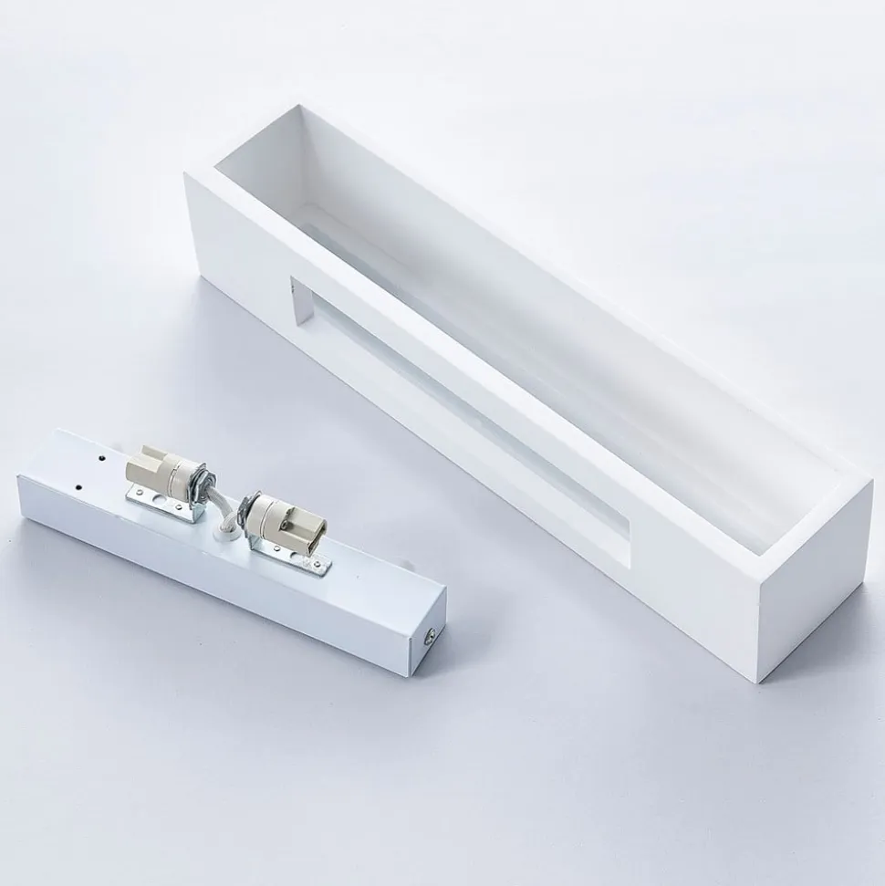 Lindby væglampe Tjada, 35 cm, hvid, gips, G9, kan males