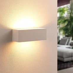 Lindby væglampe Tjada, 22 cm, hvid, gips, G9, kan males