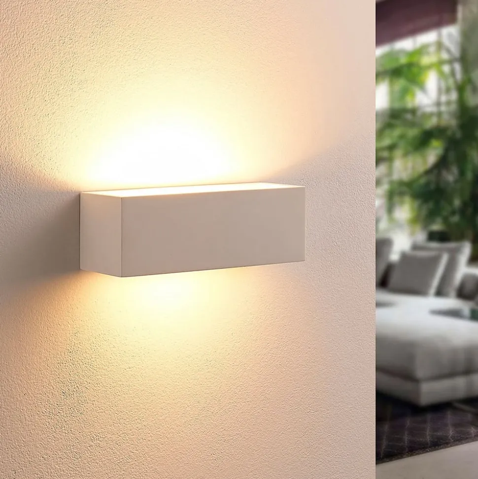 Lindby væglampe Tjada, 22 cm, hvid, gips, G9, kan males