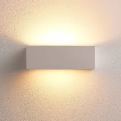 Lindby væglampe Tjada, 22 cm, hvid, gips, G9, kan males