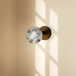 Lindby væglampe Valentina, grå/sort, glas, Ø 10 cm