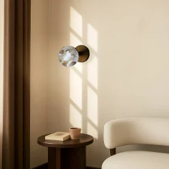 Lindby væglampe Valentina, grå/sort, glas, Ø 10 cm